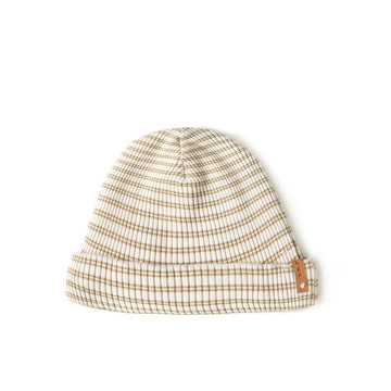 Nixnut - Rib beanie 0-3m - Biscuit stripe